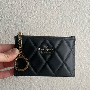 Kate Spade quilted cardholder / zip card case with key ring